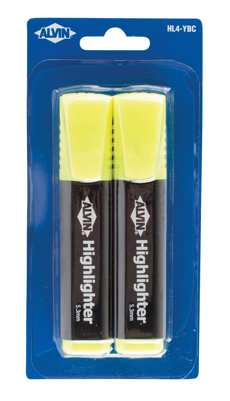 Alvin, Highlighters, 5.3mm Chisel Tips, Yellow - 2 Pack